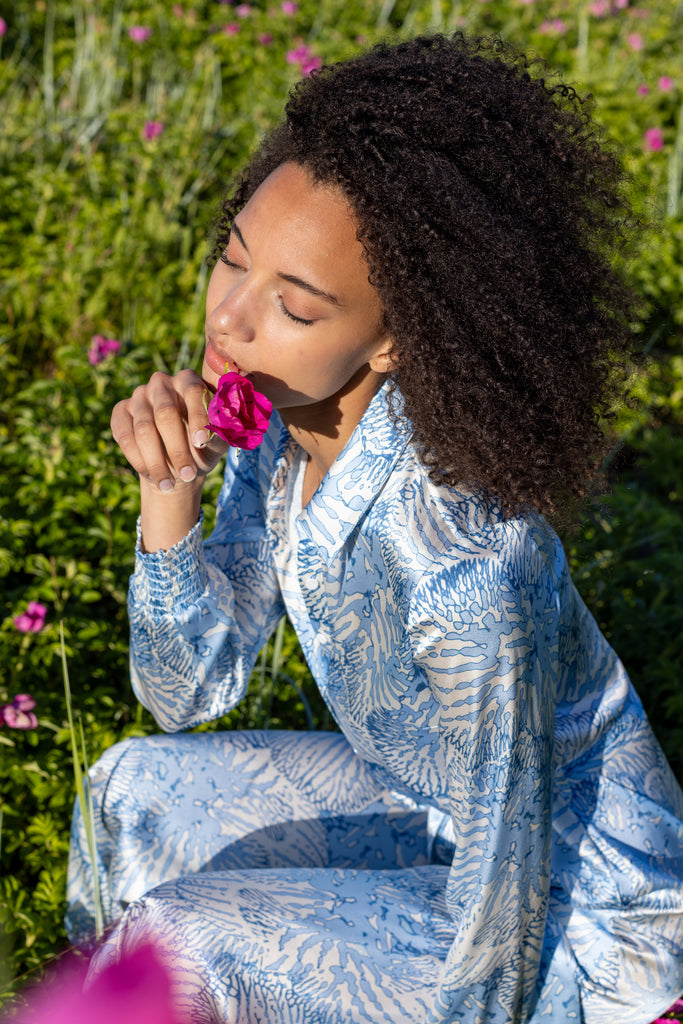 3585 Smock shirt dress Waterfern / 3585 Waterfern - Blue