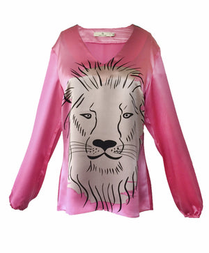 1301 V-neck blouse Lion Pink