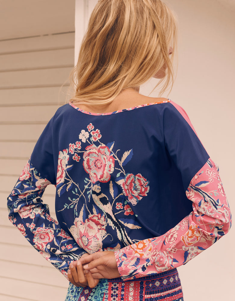 1900 Patch blouse Sweet bird Navy