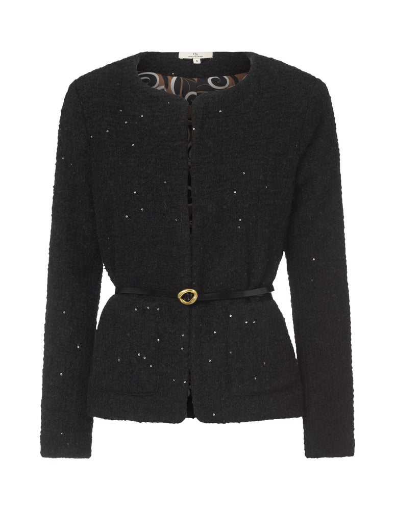 Bouclé jacket / 3485 Solid - Black