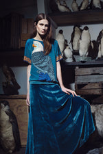 1240V Mermaid skirt Solid velvet Petrol