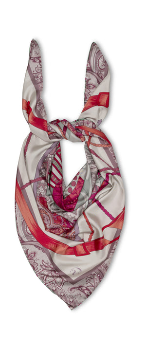 SS003 Paisley horse Mint/Red 90x90 cm