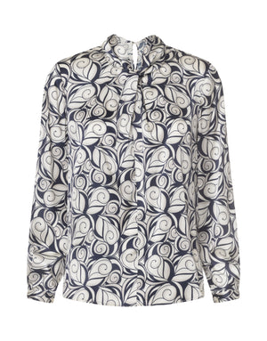 Charlotte Sparre Copenhagen Knot neck Swung Blouse Navy/Taupe
