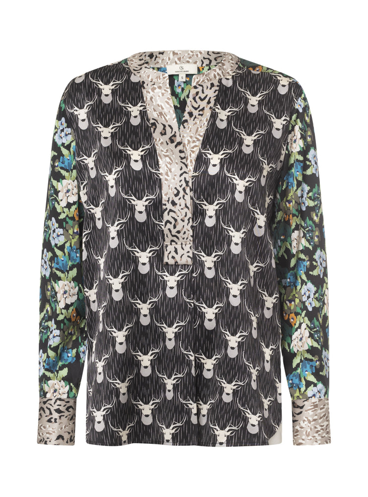 Mix bliss blouse / 3438 Deer Mix - Black
