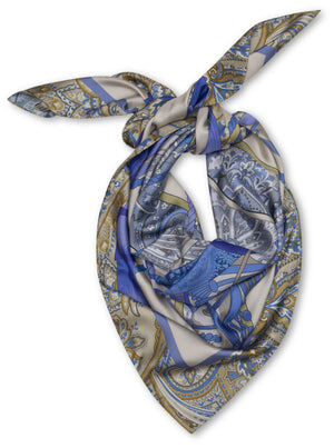 SS003 Paisley horse Taupe/Blue 90x90 cm