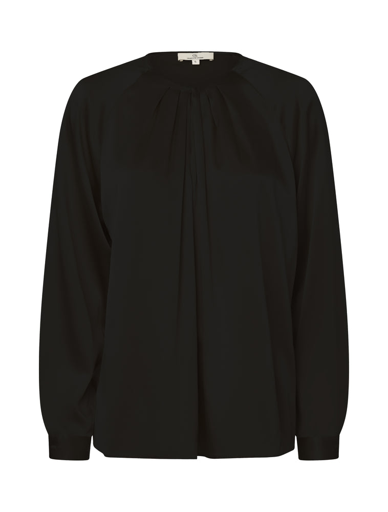 Pleat neck / 3417 Solid - Black