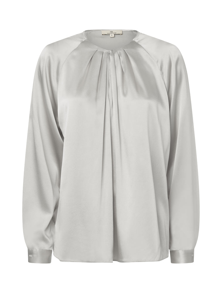Pleat neck / 3417 Solid - Light grey