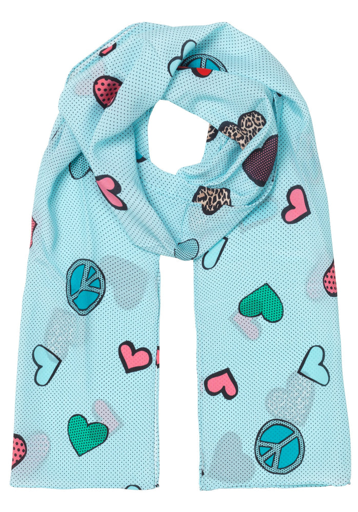 Scarf / CS772 Peace heart - Blue