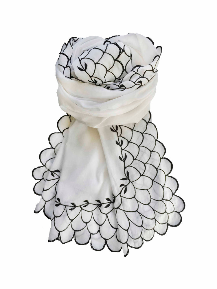 Scarf / SCS041 Peacock 100x170 - White