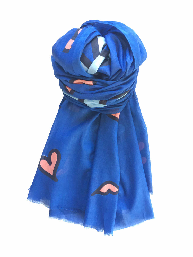 Scarf / SCS044 Make me smile 100x200 - Cobalt