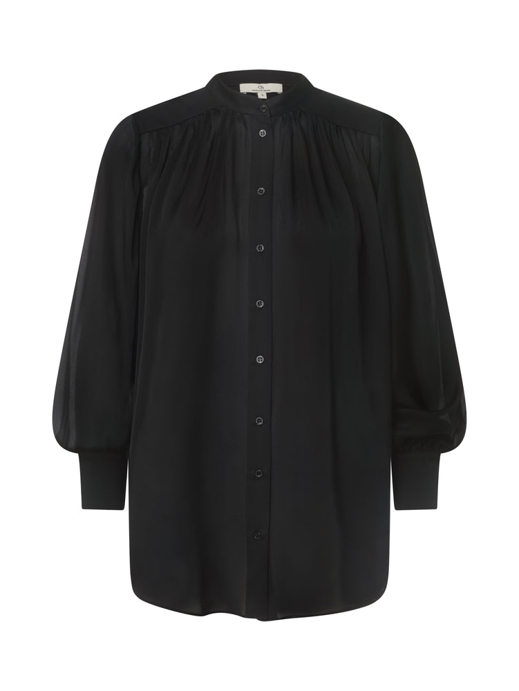 She blouse / 3418 ggt Satin solid - Black
