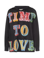Silk hoodie / 3462 Time to love - Black