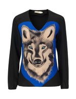 1201 Blouse V-neck Wolf Cobalt