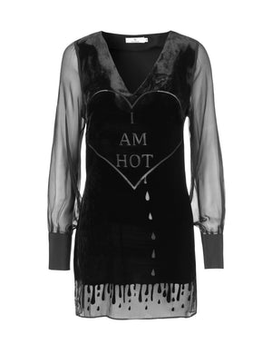 1207V Chiffon sleeve dress I am hot Black