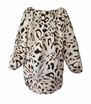 1338 Tie blouse Big leopard Cream