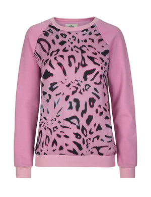 1381 Silk front sweatshirt Big Leopard Pink