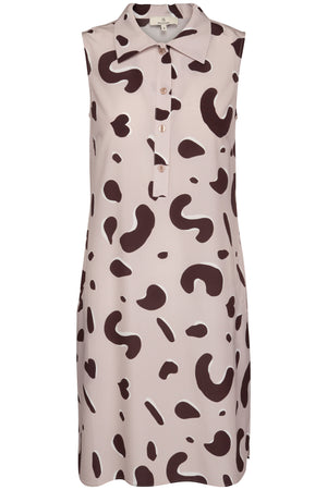 1702L Sleeveless shirt dress long Shadow leopard Sand