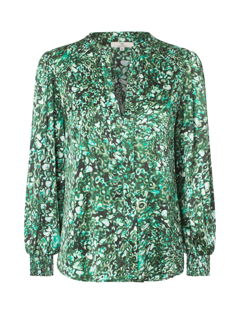 2424 Fold front blouse Dotea Green