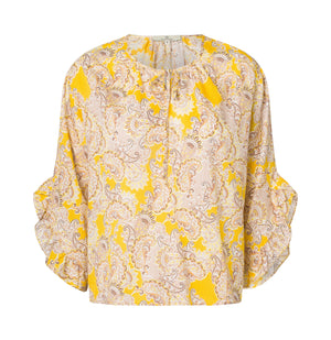 
                
                    Load image into Gallery viewer, 2704 Frill cuff blouse Kiki Yellow
                
            