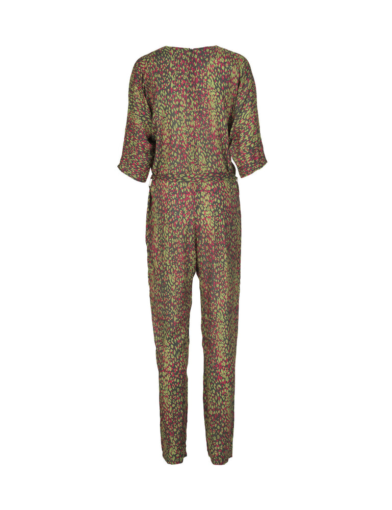 
                
                    Load image into Gallery viewer, 1253VIS Jumpsuit Mini leopard viscose Army
                
            